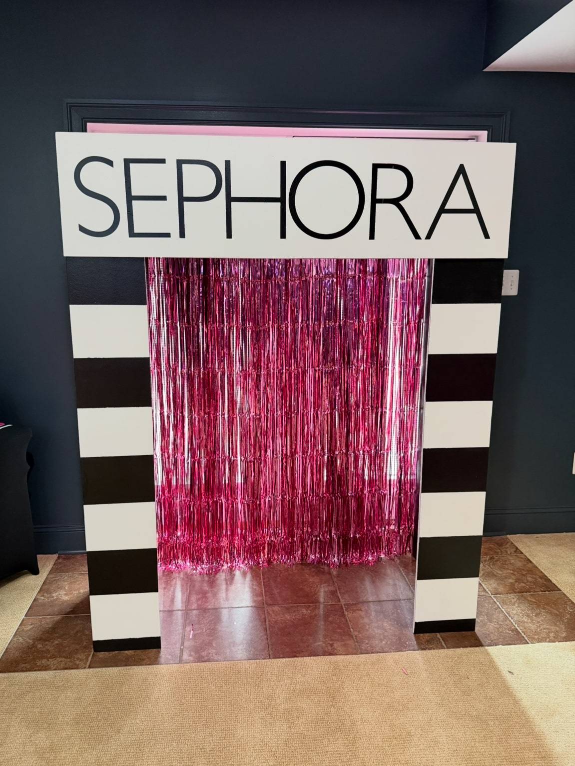 feature image of finished Sephora DIY backdrop for photos