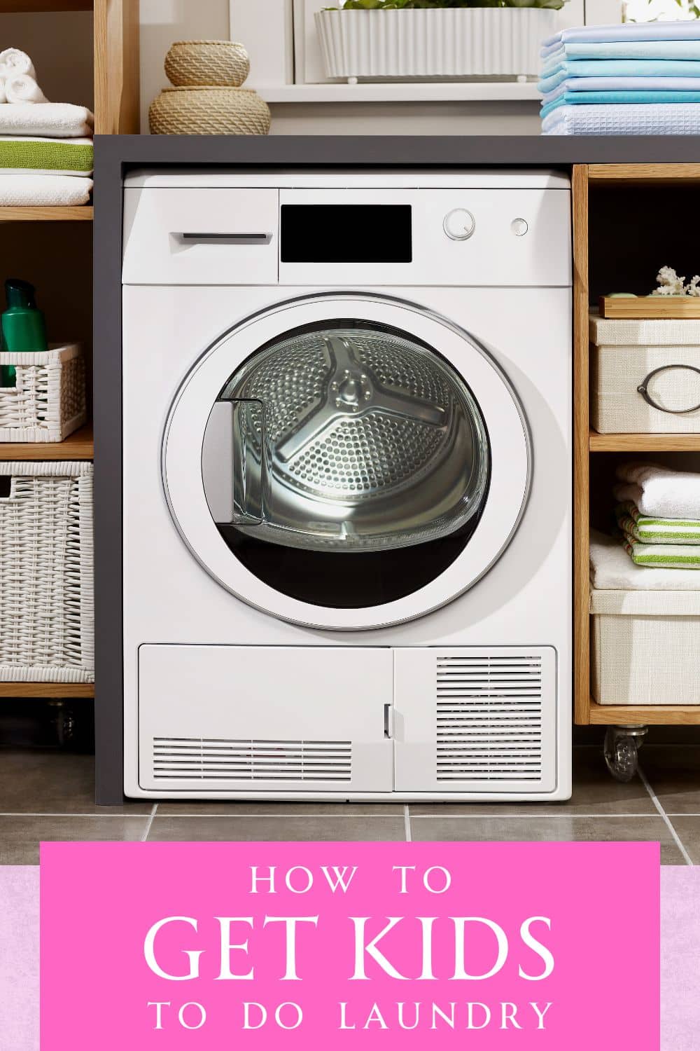 Picture of a white washing machine with shelves on either side.