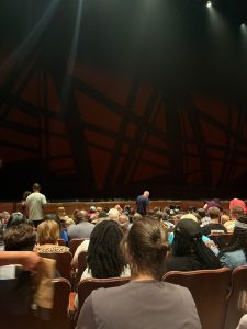 View of stage at sight and sound theater with a lot of heads in the way.